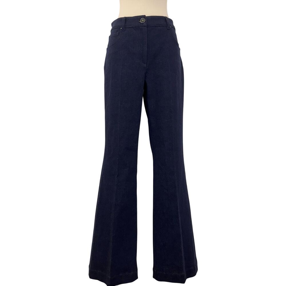 Giorgio Armani High Waisted Five Pockets Flare Leg Jeans Dark Denim | Fit US10